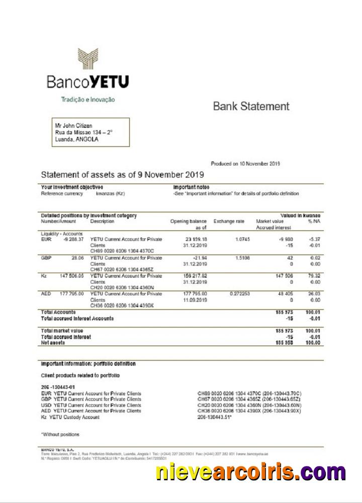 Angola Banco Yetu Bank Statement Preview