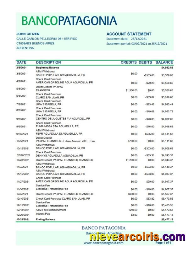 Argentina Banco Patagonia Template