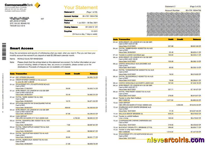 Premium Australia Commonwealth Bank Statement Template In Word And PDF Format, 23 Pages
