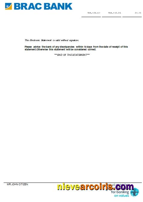 Bangladesh BRAC Bank St 7 Page Sample