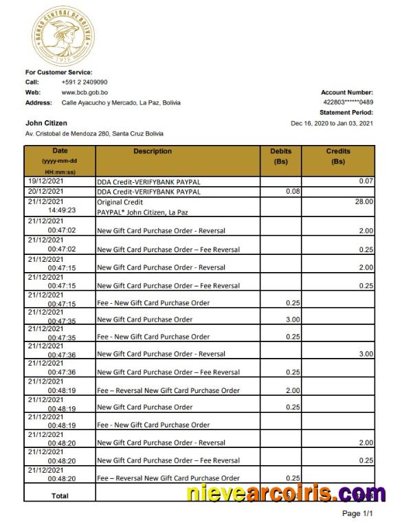 Bolivia Banco Central De Bolivia Excel Sample