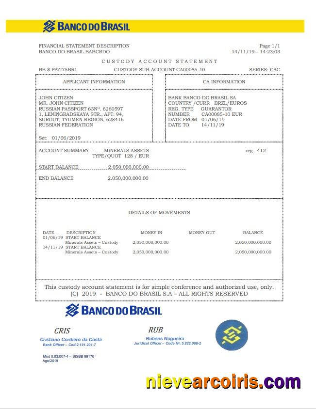 Brazil Banco Do Brasil Statement Preview