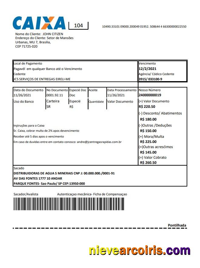 Editable Brazil Caixa Bank Statement Easy To Fill Template In Excel And PDF Format
