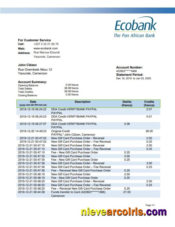 Cameroon Ecobank Template