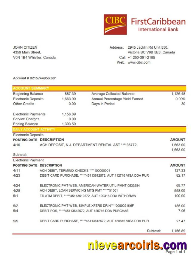 Canada CIBC Bank Excel Pdf Photolook