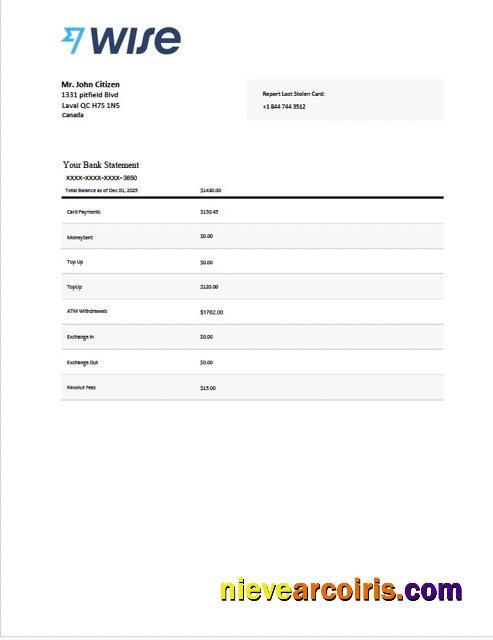 Premium Canada Wise Bank Statement Word And PDF Template