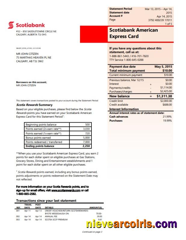 Canada Scotiabank Statement Photolook
