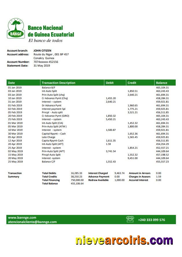 Equatorial Guinea The National Bank Of Equatorial Guinea Bank Statement Photolook