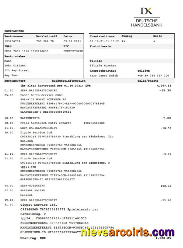Germany Deutsche Handelbank Template