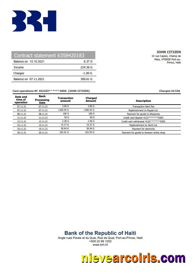 Haiti BRH Bank Statement Photolook
