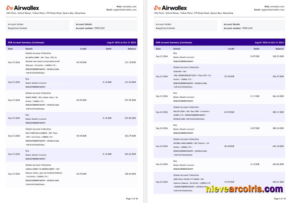 Hong Kong Airwallex Limited Account Statement, 18 Pages 2 Preview