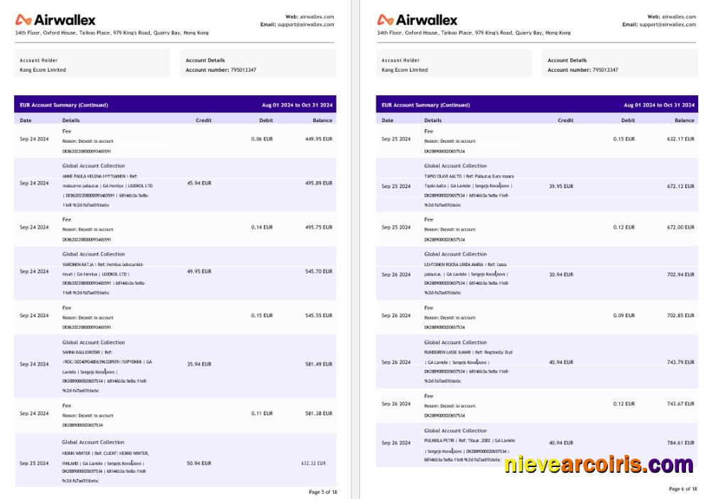 Hong Kong Airwallex Limited Account Statement, 18 Pages 3 Preview