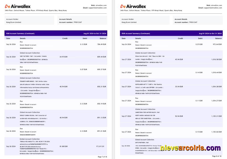 Hong Kong Airwallex Limited Account Statement, 18 Pages 4 Photolook