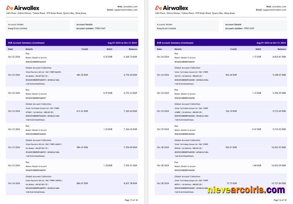 Hong Kong Airwallex Limited Account Statement, 18 Pages 8 Photolook