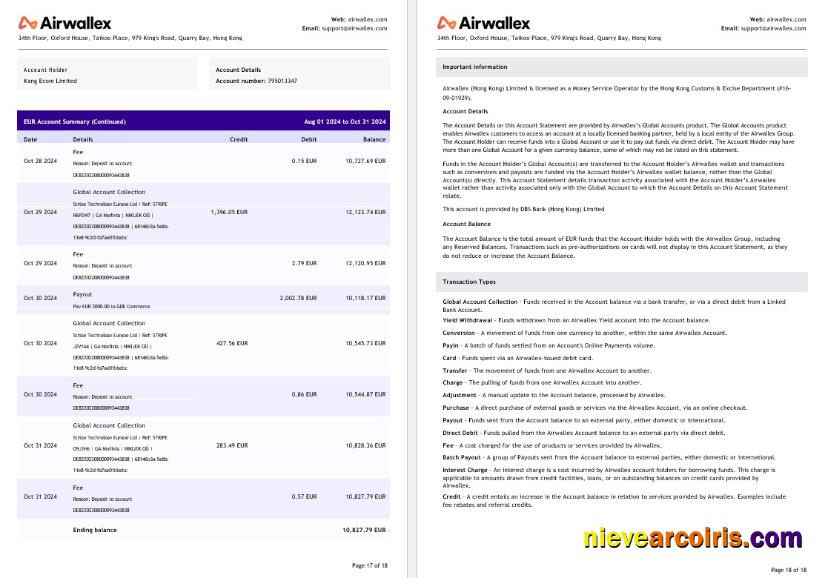 Hong Kong Airwallex Limited Account Statement, 18 Pages 9 Preview