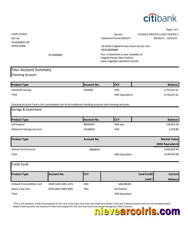 Hong Kong Citibank Credit Card Preview