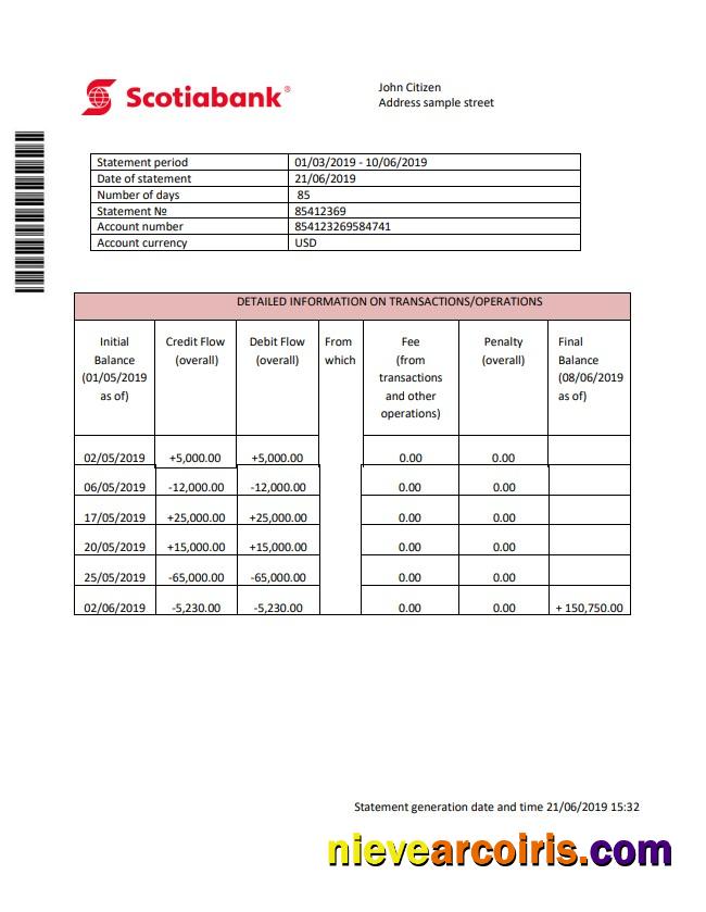 Premium Hong Kong Scotiabank Proof Of Address Statement Template In Word And PDF Format (.doc And .pdf)