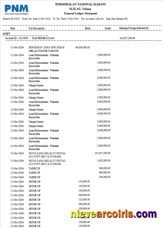 Indonesia Permodalan Nasional Madani Bank Statement 3 – 6 Months Word And PDF Example Photolook