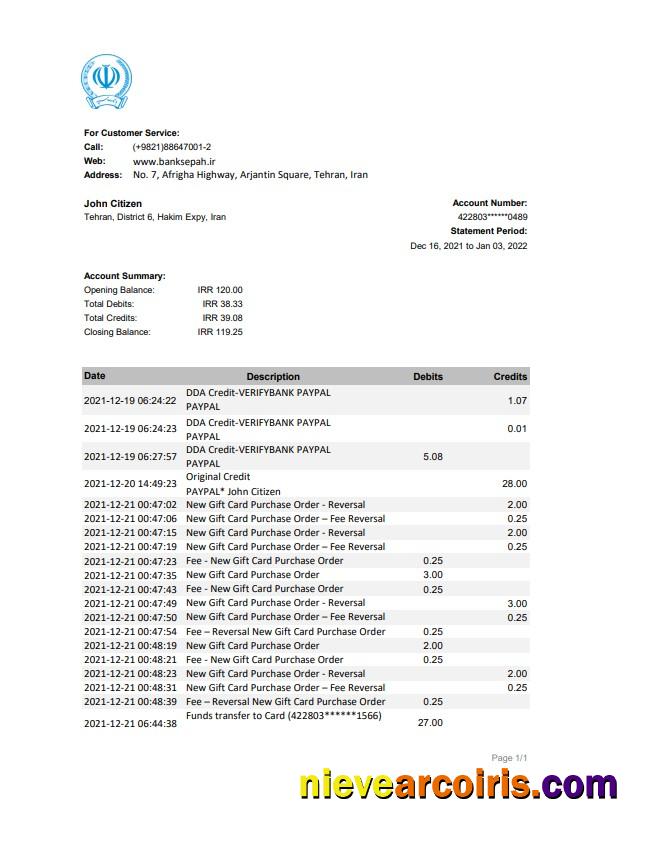 Iran Bank Sepah Statement Xls Photolook