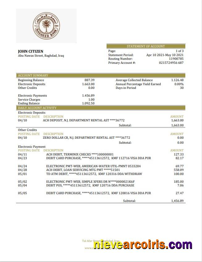 Iraq Rasheed Bank Statement Preview