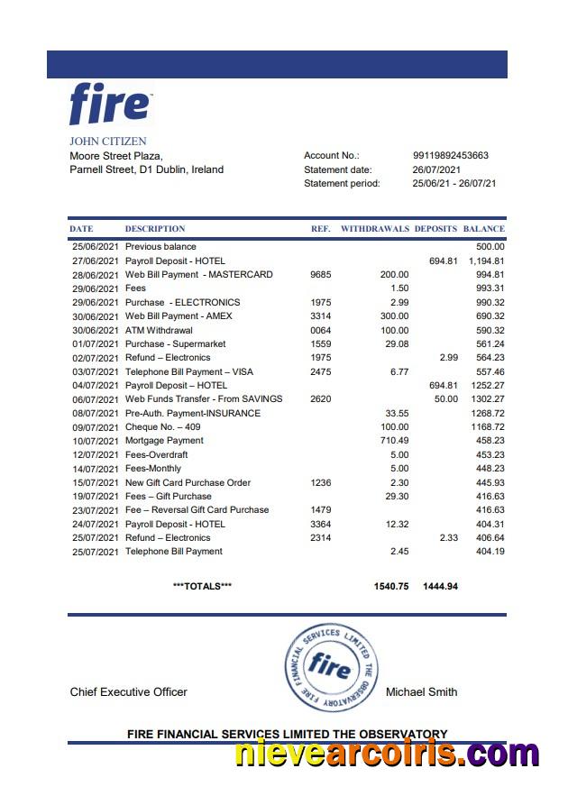 Ireland Fire Financial Services Limited Excel Photolook