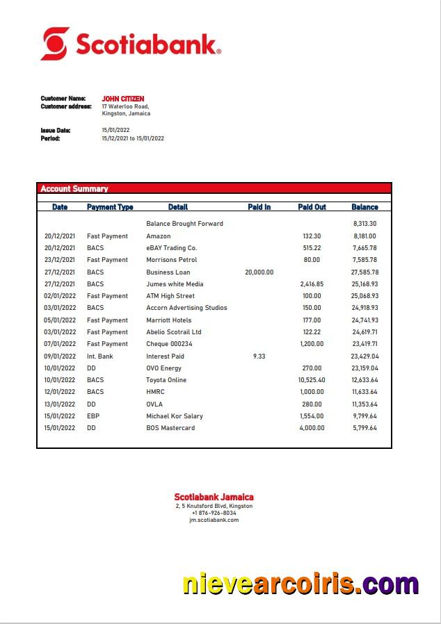 Jamaica Scotiabank Statement Preview