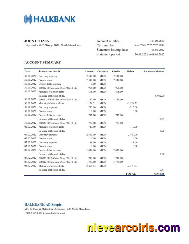 Macedonia Halkbank Ban Statement Xls Template