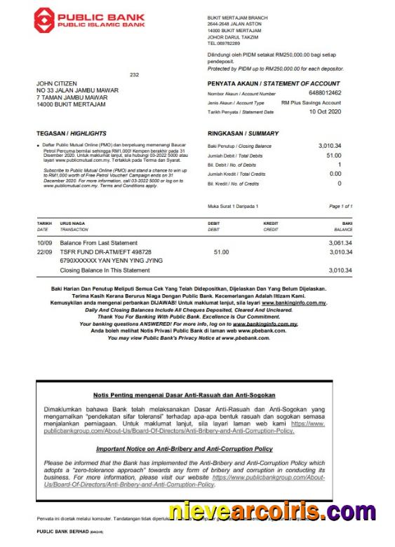 Malaysia Public Bank Statement Preview
