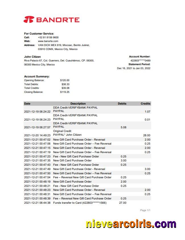 Mexico Banorte Bank Statement Xls Photolook