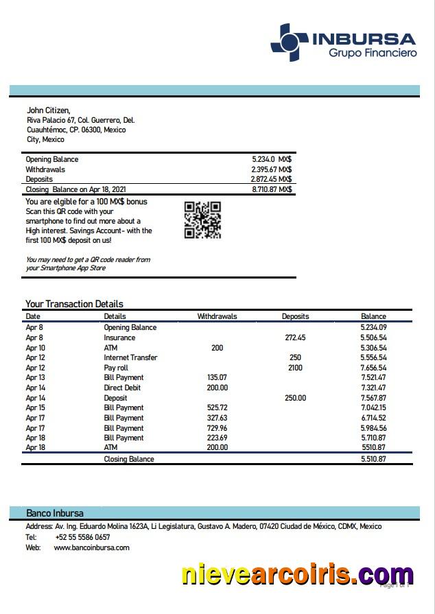 Mexico Inbursa Bank Template
