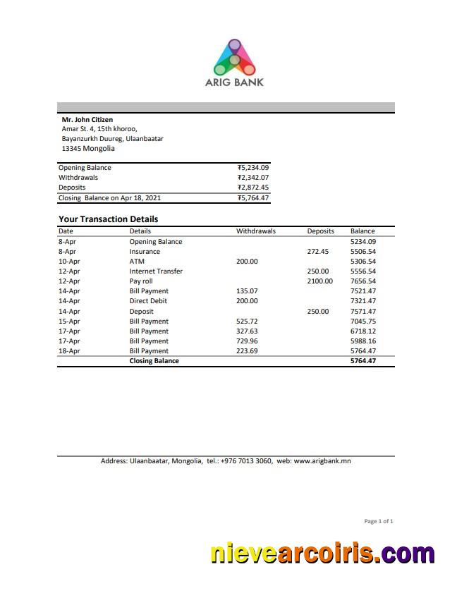 Mongolia Arig Bank Excel Pdf Preview