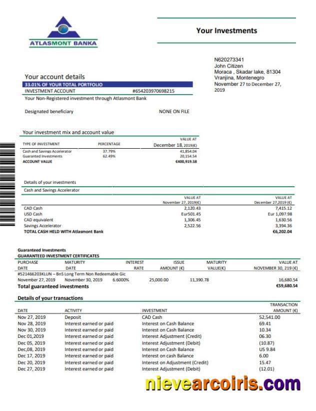 Montenegro Atlasmont Bank Statement Photolook