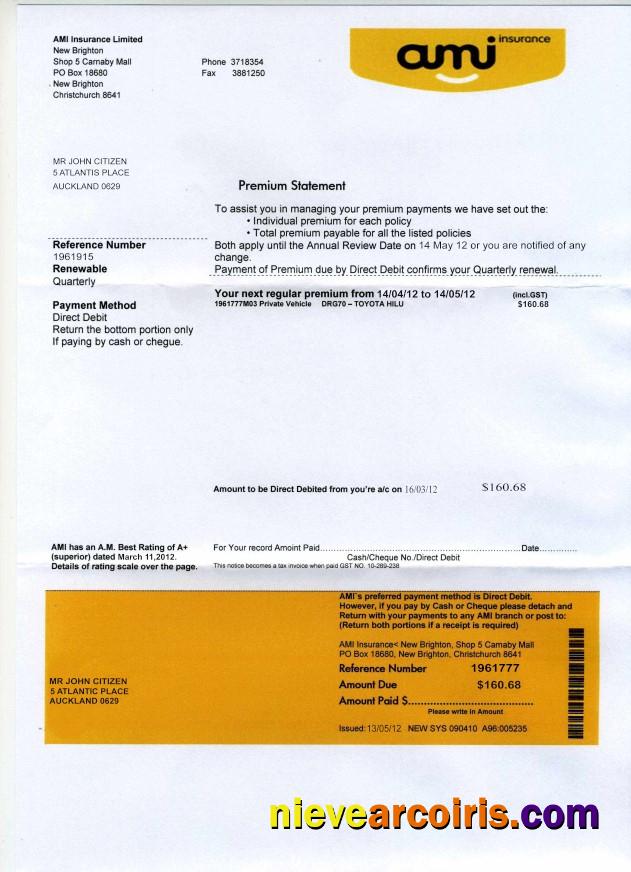 Editable New Zealand AMI Proof Of Address Bank Statement Template