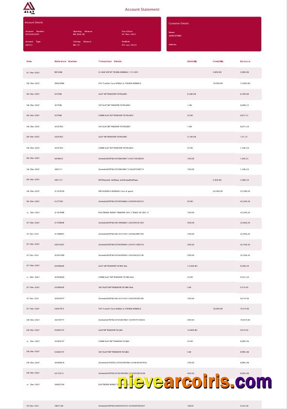 Realistic Nigeria ALAT Bank Statement Word And PDF Template, 4 Pages