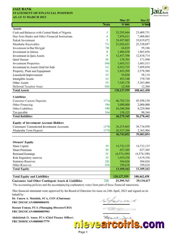Editable Nigeria Jaiz Bank Statement Word And PDF Templatescr