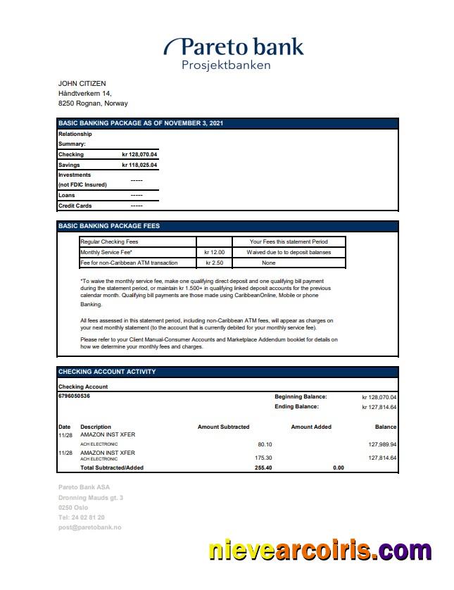 Norway Pareto Bank Excel Pdf Preview