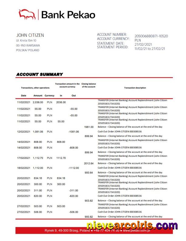 Poland Bank Pekao S.A. Excel Pdf Preview