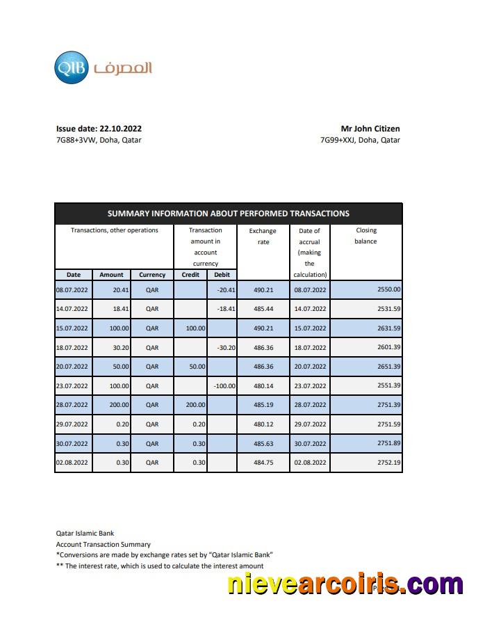Qatar Qatar Islamic Bank Statement Xls Photolook