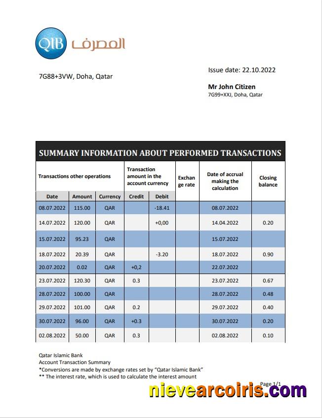Qatar Qatar Islamic Bank Statement Photolook