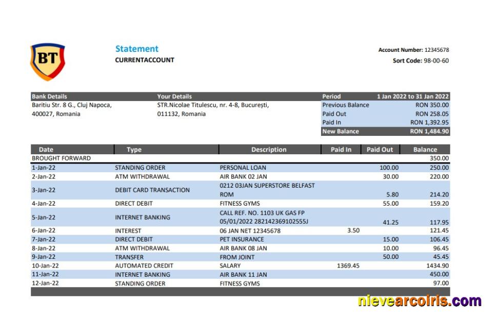 Romania Banca Transilvania Excel Pdf Version 2 Sample