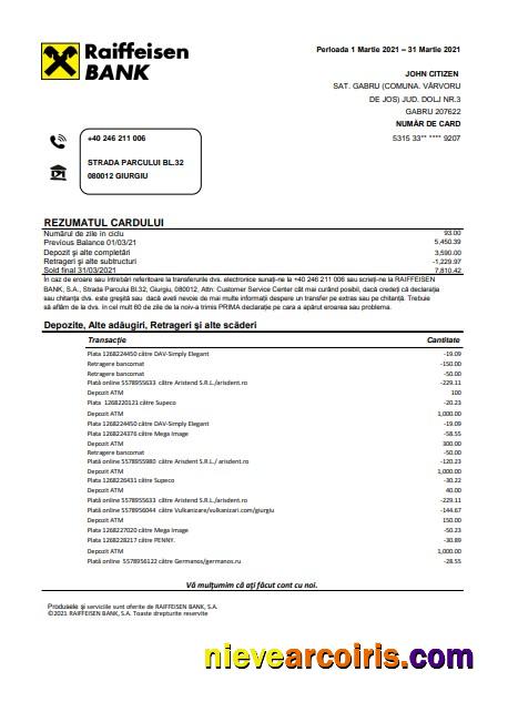Premium Romania Raiffeisen Bank Statement Template In Excel And PDF Format (in Romanian Language)
