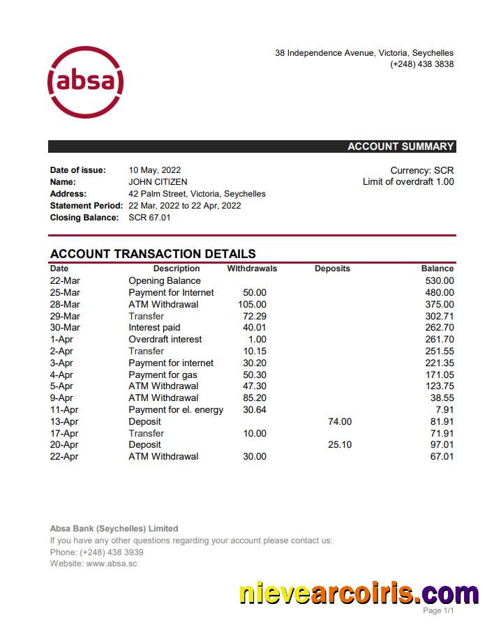 Seychelles ABSA Bank Statement Xls Photolook