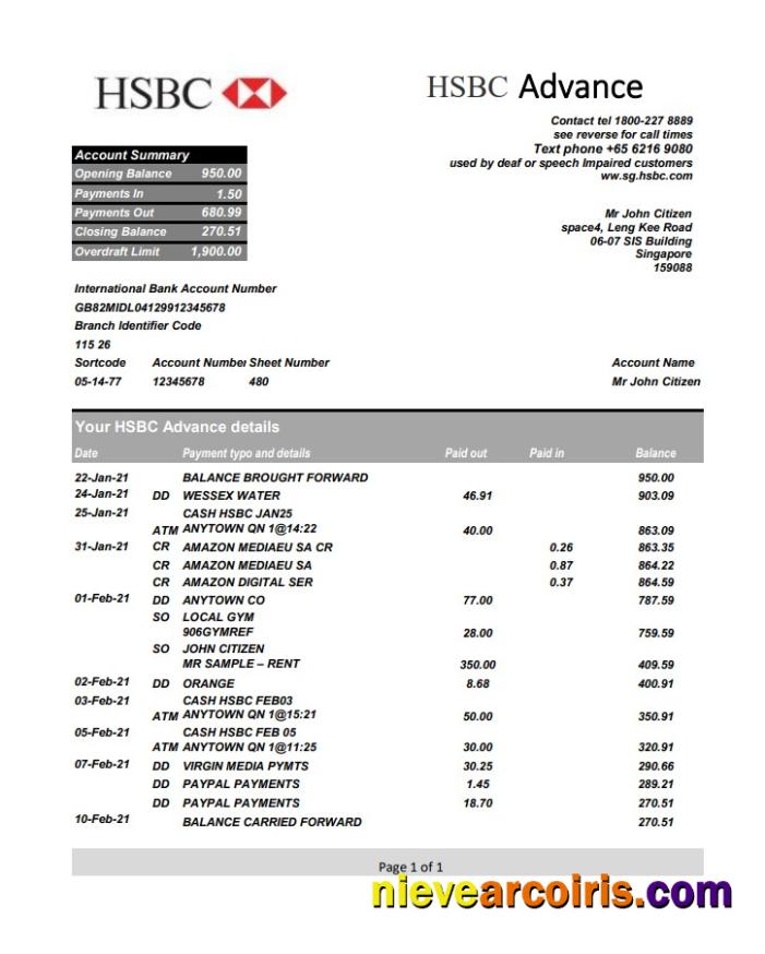Singapore HSBC Excel Pdf Preview
