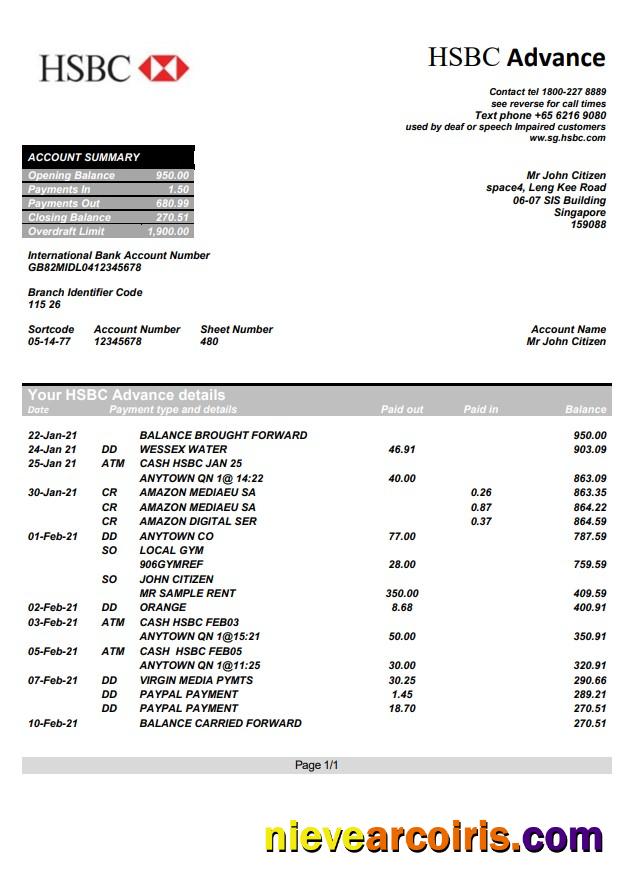 Singapore HSBC Word Pdf Sample