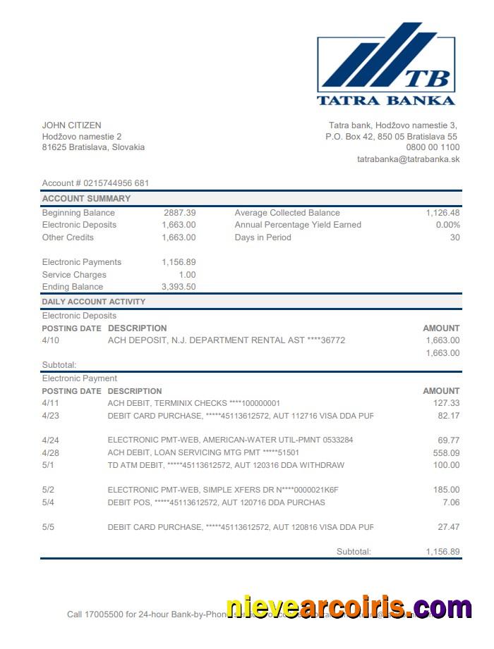 Slovakia Tatra Bank Excel Pdf Photolook