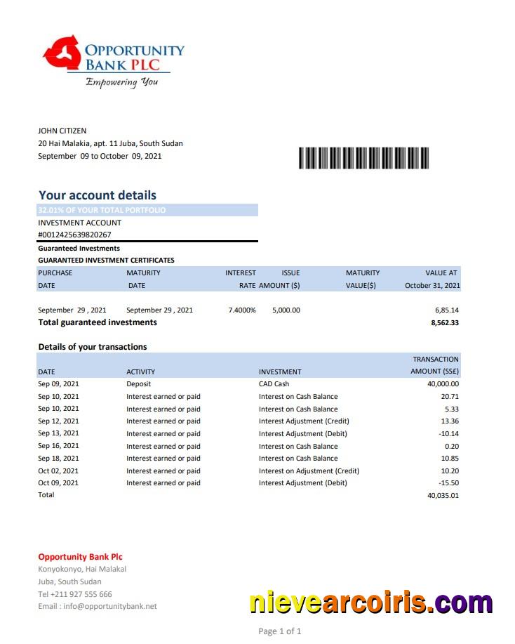 South Sudan Opportunity Bank Template