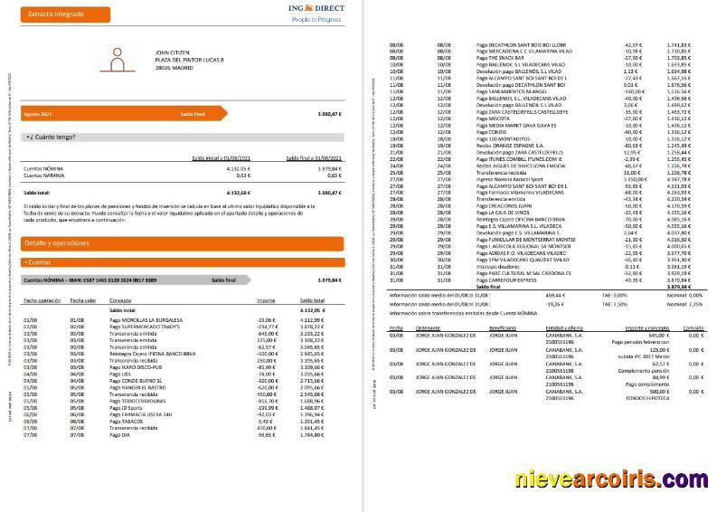 Spain ING Direct Sample