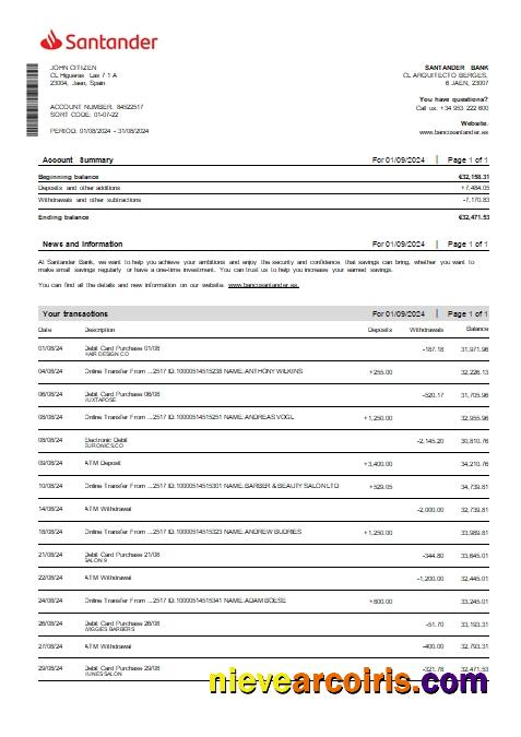 Spain Santander Debit Card St Scr Template