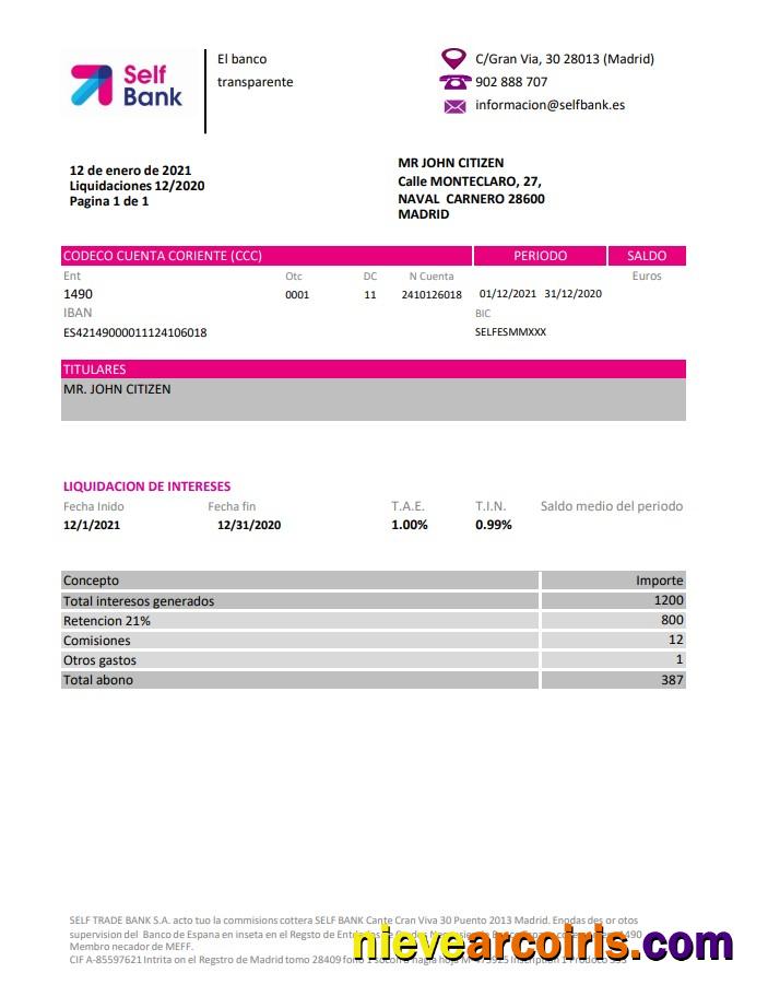Spain Self Bank Excel Pdf Photolook