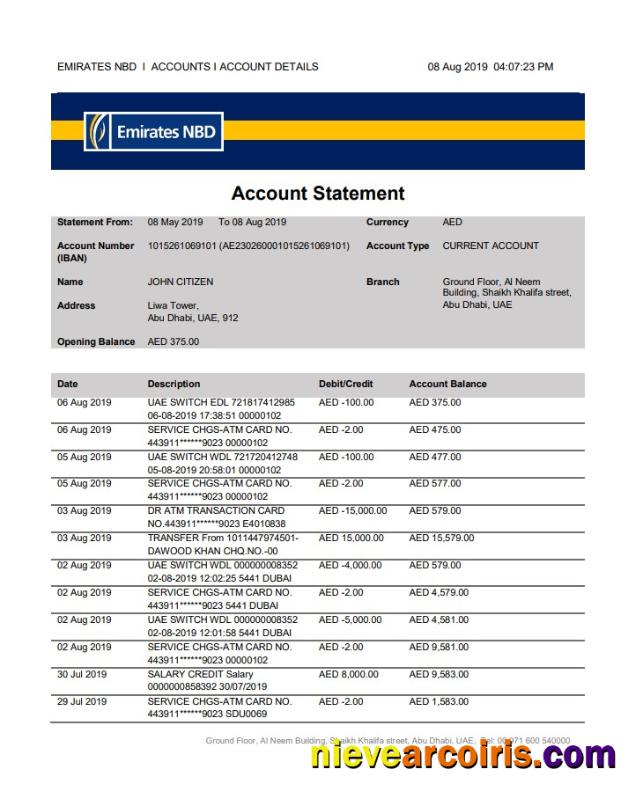 UAE Abu Dhabi Emirates NBD Bank Statement.pdf Preview